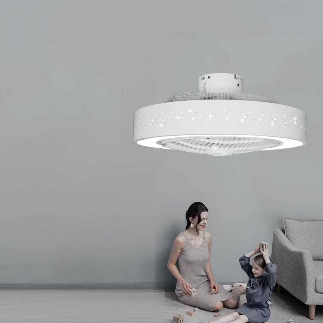 Compact Ceiling Fan and Light With Star Detailing