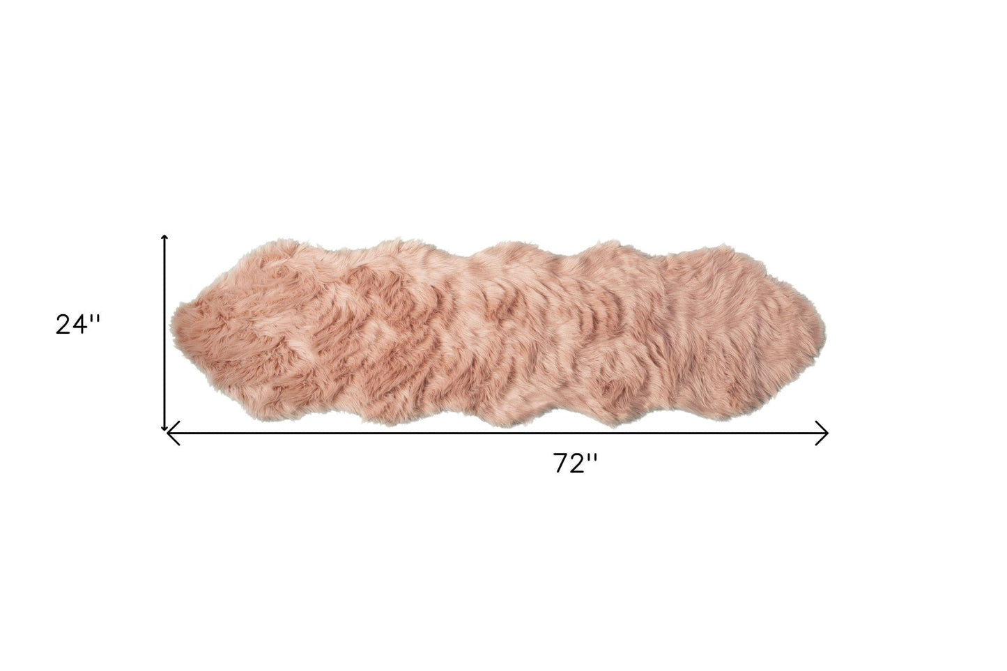 2' X 6' Dusty Rose Faux Fur Washable Non Skid Area Rug