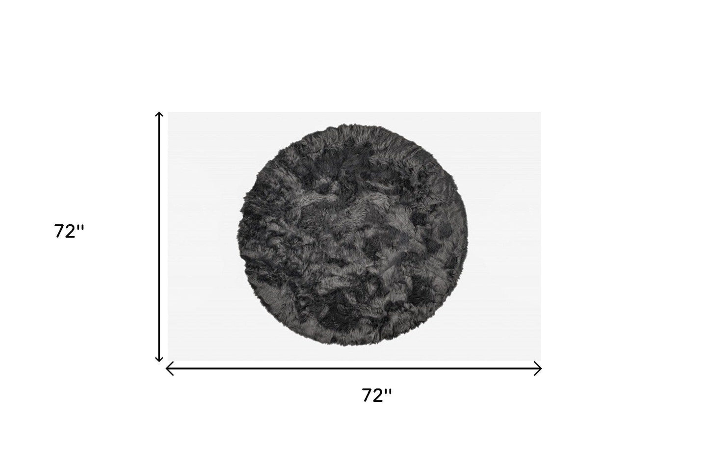 6' X 6' Grey Round Faux Fur Washable Non Skid Area Rug