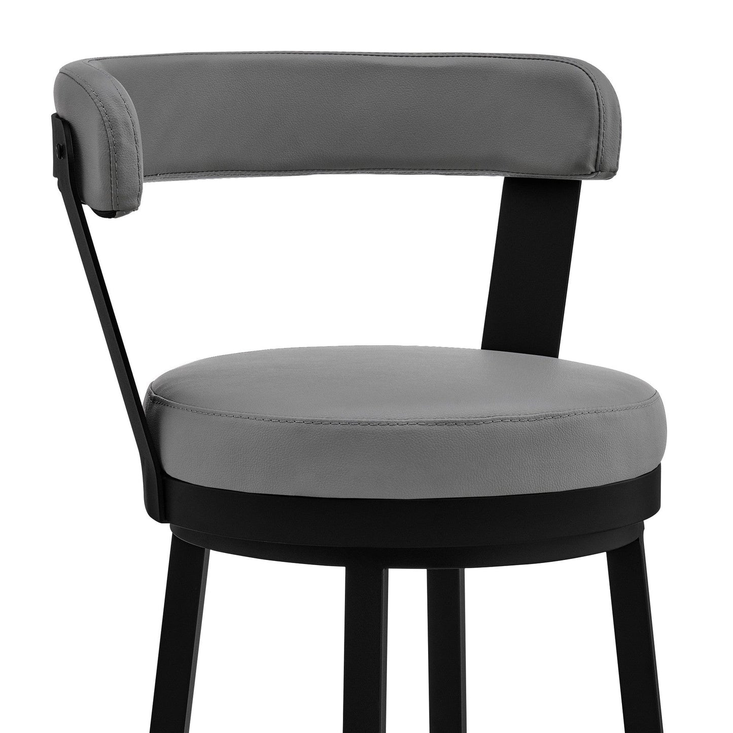 30" Chic Grey Faux Leather with Black Finish Swivel Bar Stool