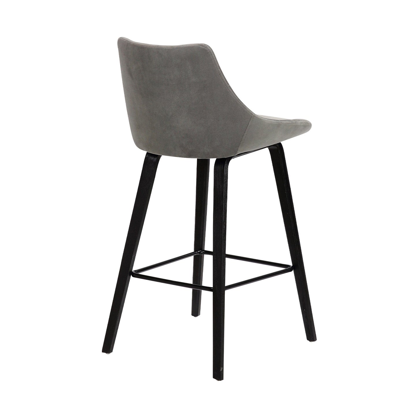 26" Gray Tufted Velvet Upholstered Bar Stool