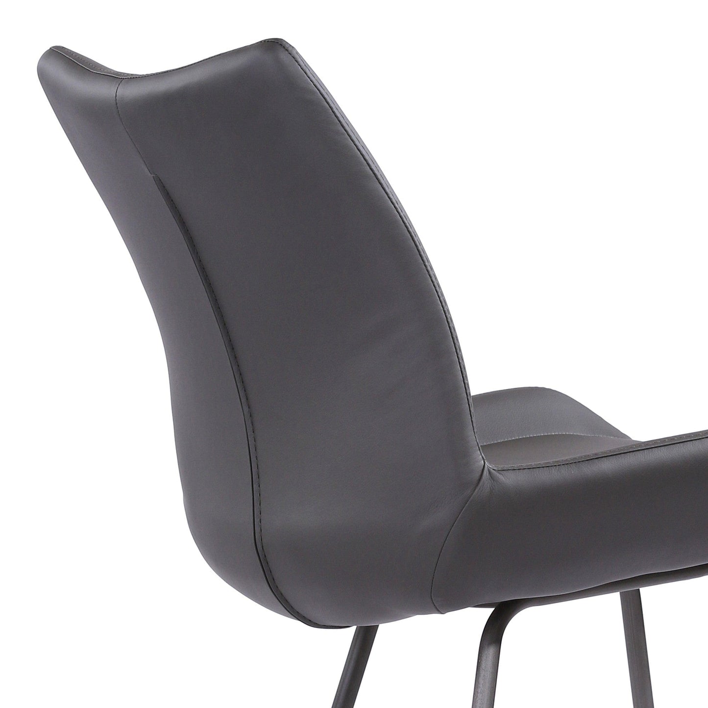 26" Elegant Grey Faux Leather Brushed Gray Metal Finish Armless Bar Stool