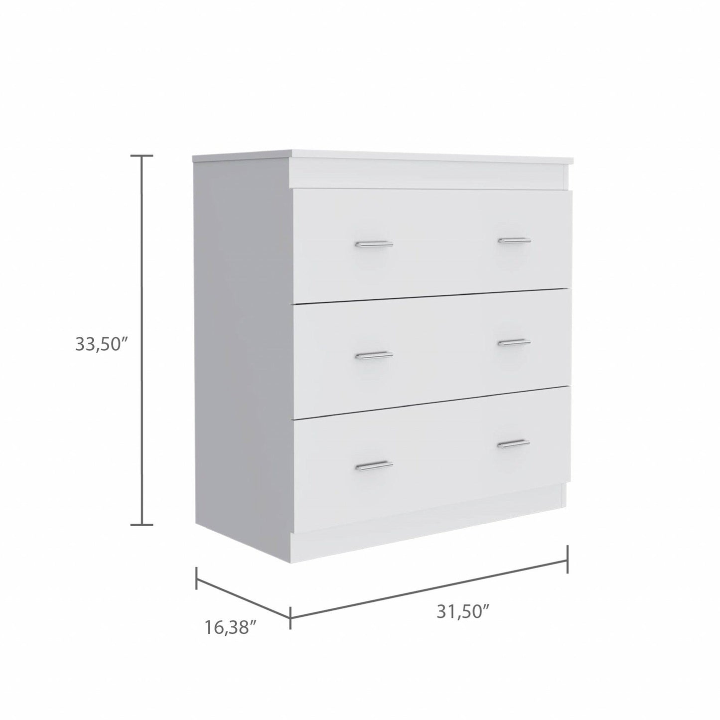 32" White Manufactured Wood Six Drawer Standard Dresser