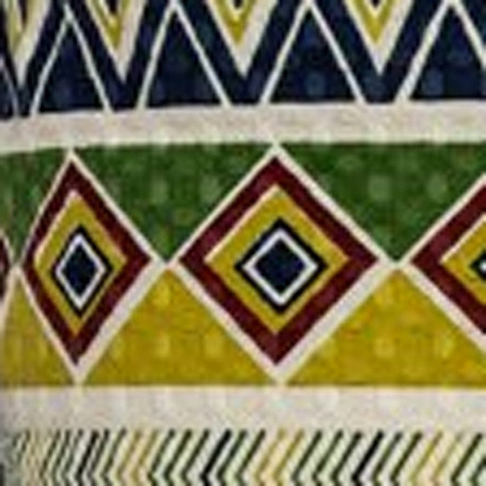 Multicolor Square Zippered 100% Cotton Throw Pillow