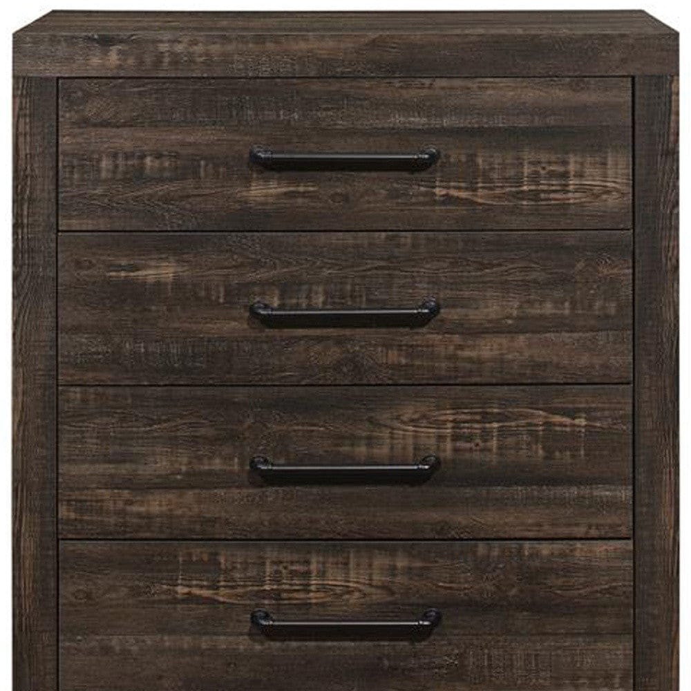 35" Rustic Dark Oak Solid Wood Five Drawer Standard Chest