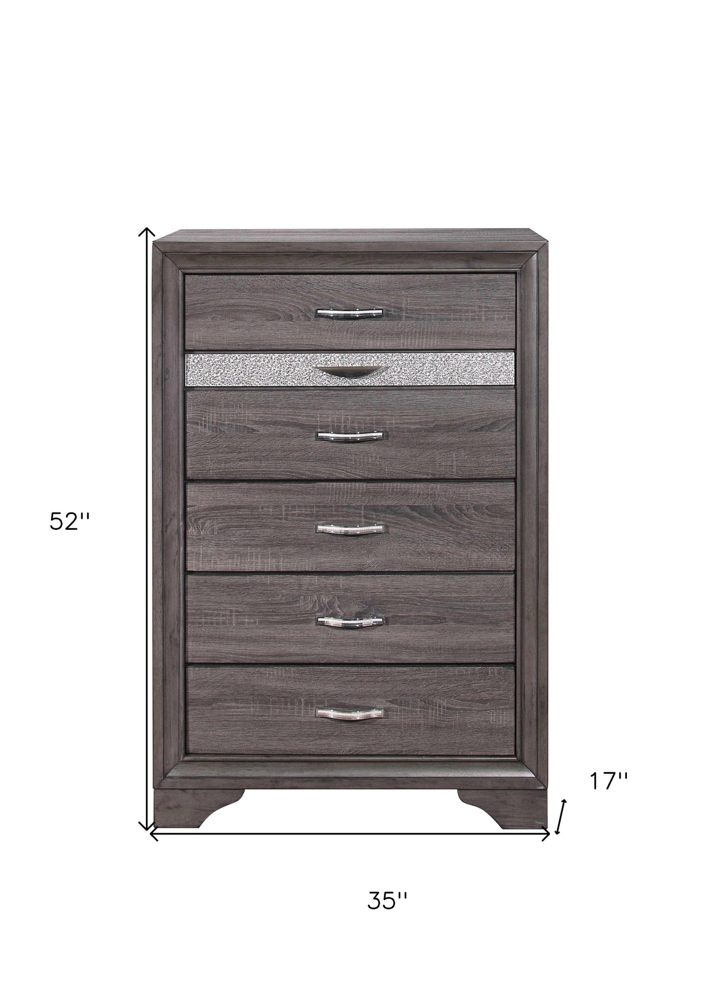 35" Grey Manufactured Wood Six Drawer Standard Chest
