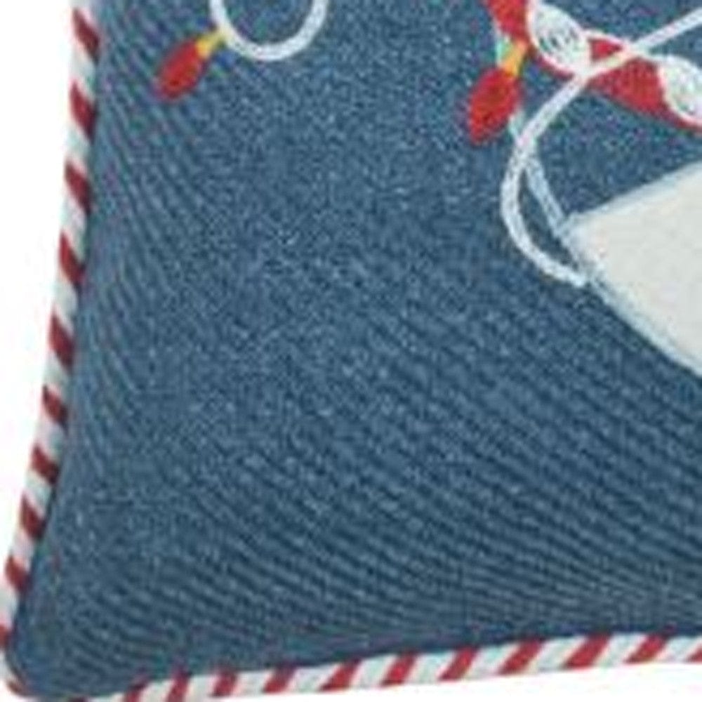 13" X 18" Blue Red And White Coastal Christmas Throw Pillow