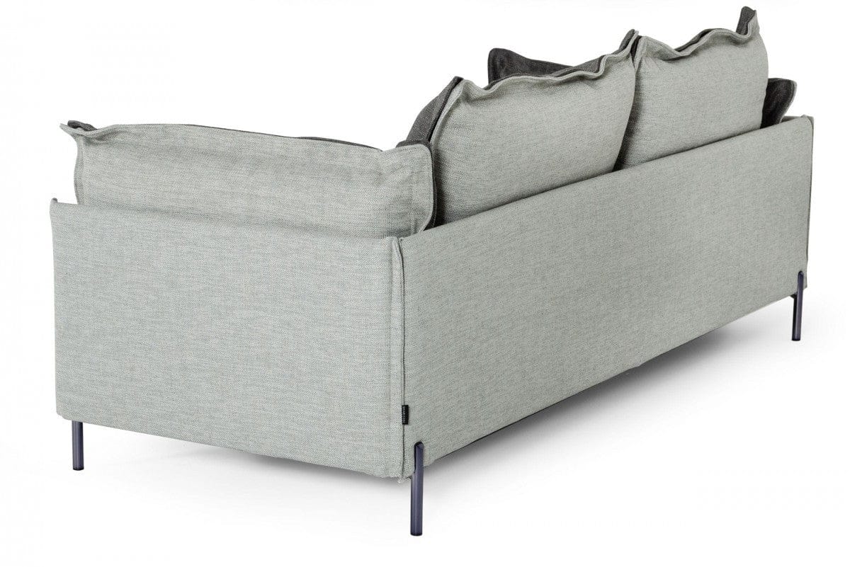 Modern 87" Two Tone Grey Sofa With Reversible Cushions