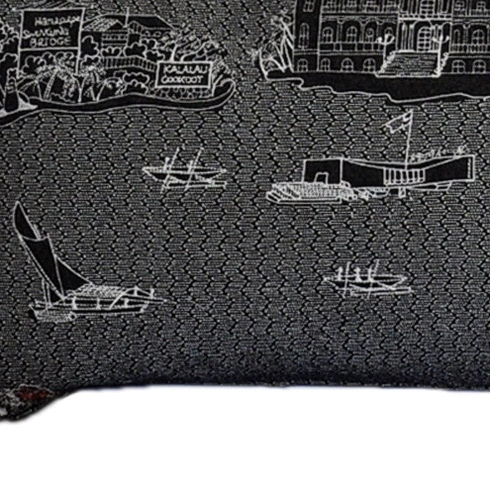 45" Black Hawaii Nighttime Skyline Lumbar Decorative Pillow
