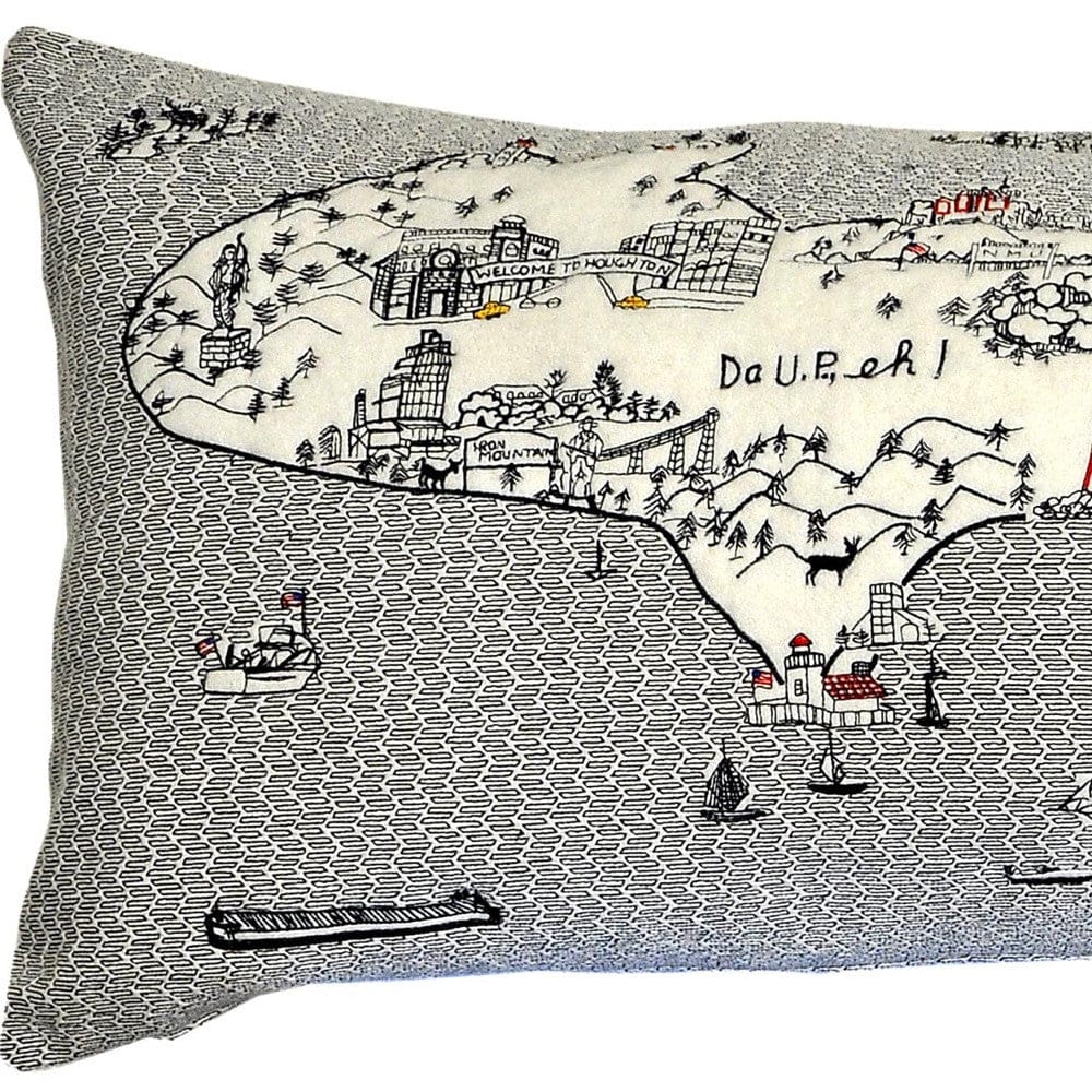 45" White Michigan Daylight Skyline Lumbar Decorative Pillow