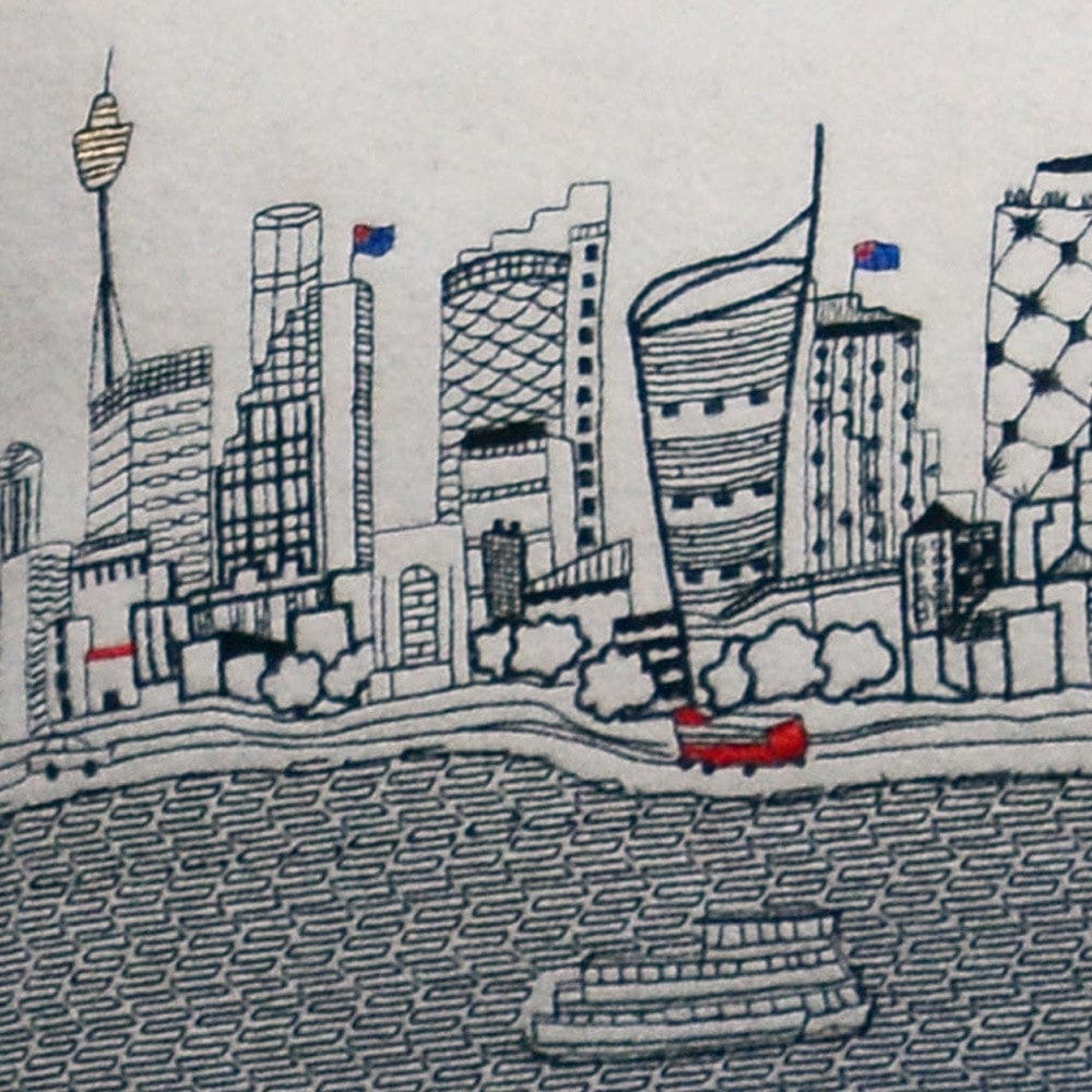 45" White Sydney Daylight Skyline Lumbar Decorative Pillow