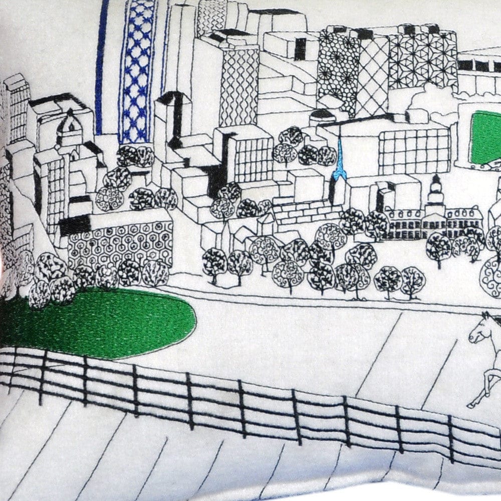 24" White Lexington Daylight Skyline Lumbar Decorative Pillow