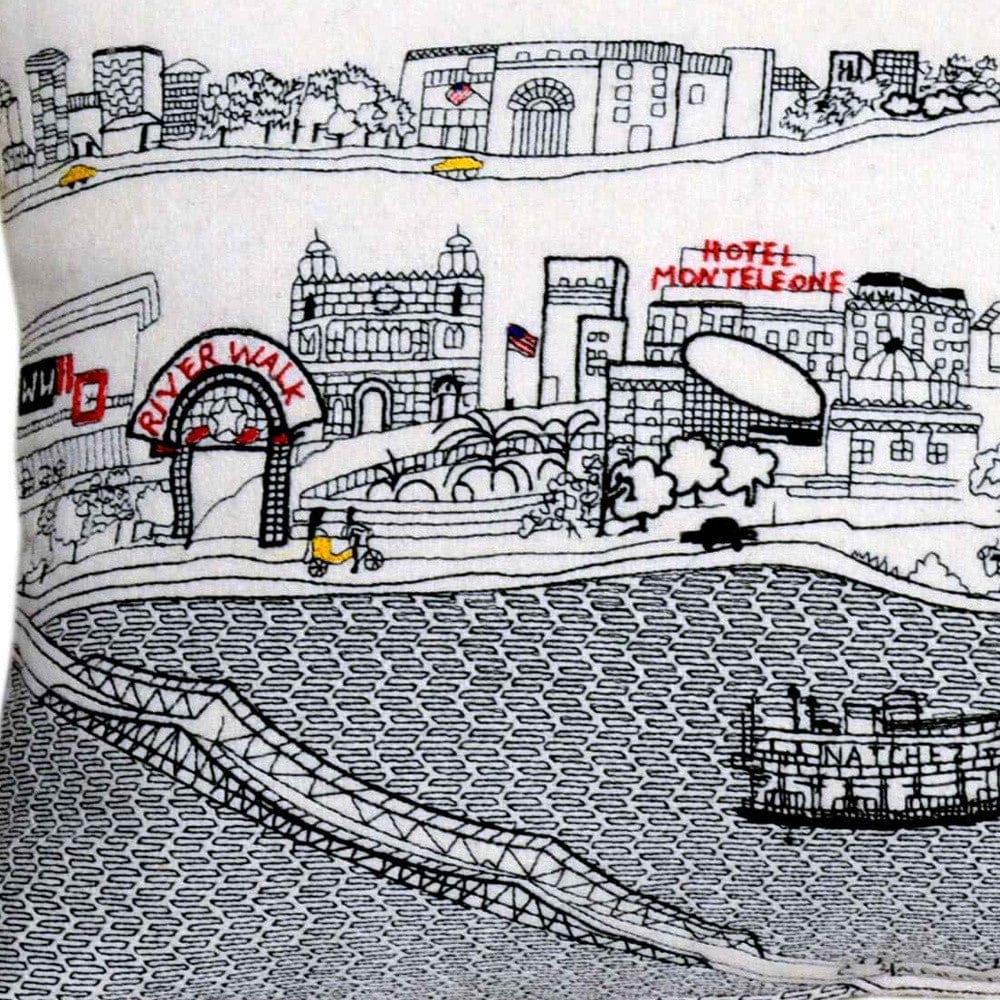 24" White New Orleans Daylight Skyline Lumbar Decorative Pillow