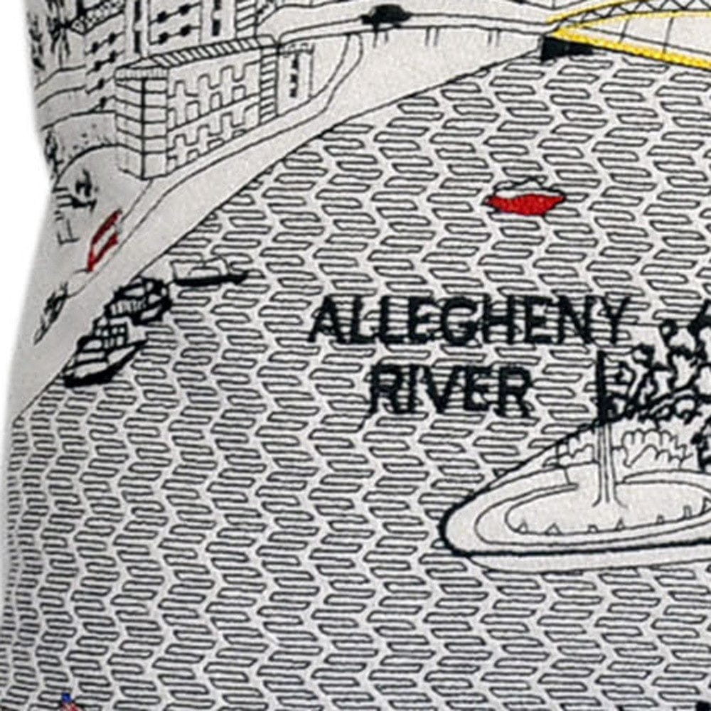 24" White Pittsburgh Daylight Skyline Lumbar Decorative Pillow