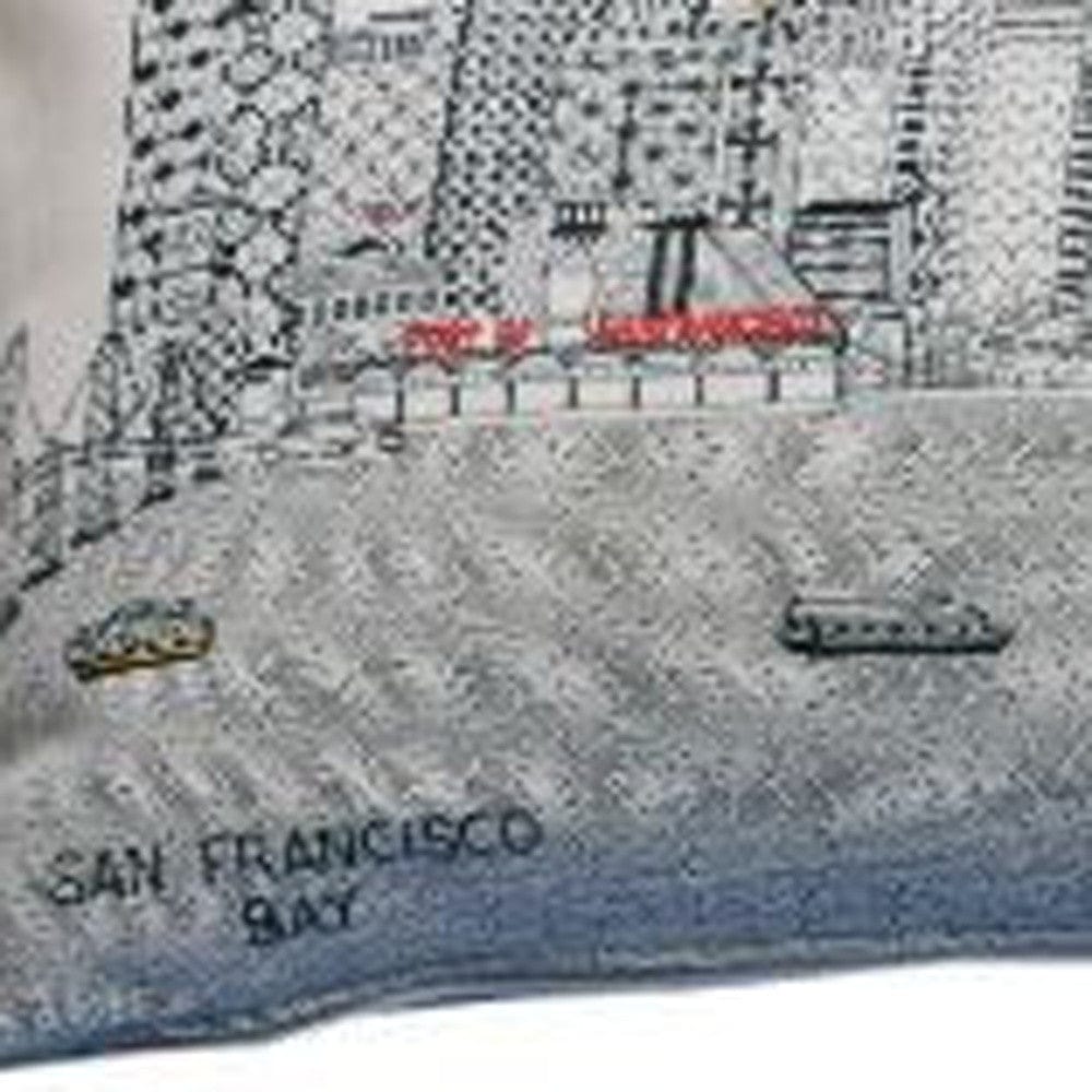 35" White San Francisco Daylight Skyline Lumbar Decorative Pillow