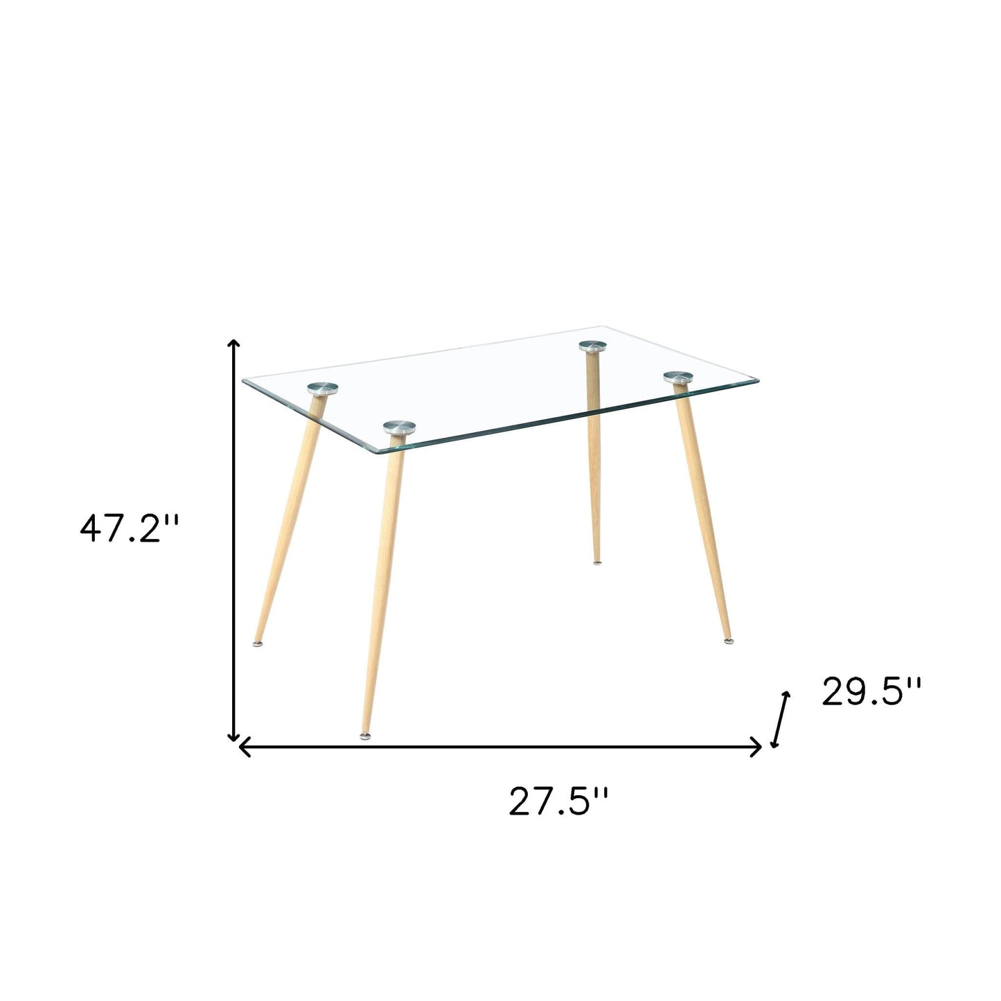 28" Clear And Gold Rectangular Glass Dining Table