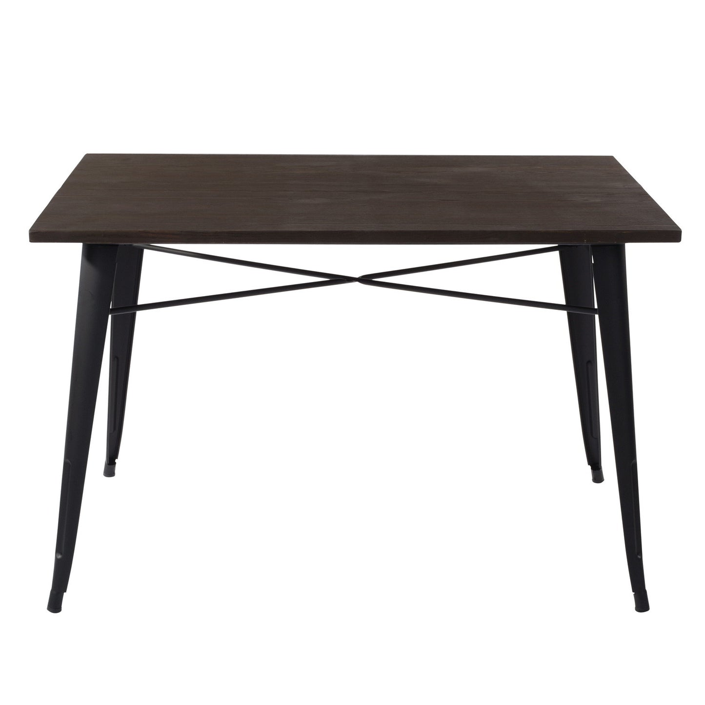 32" Brown And Black Rectangular Solid Wood and Steel Dining Table