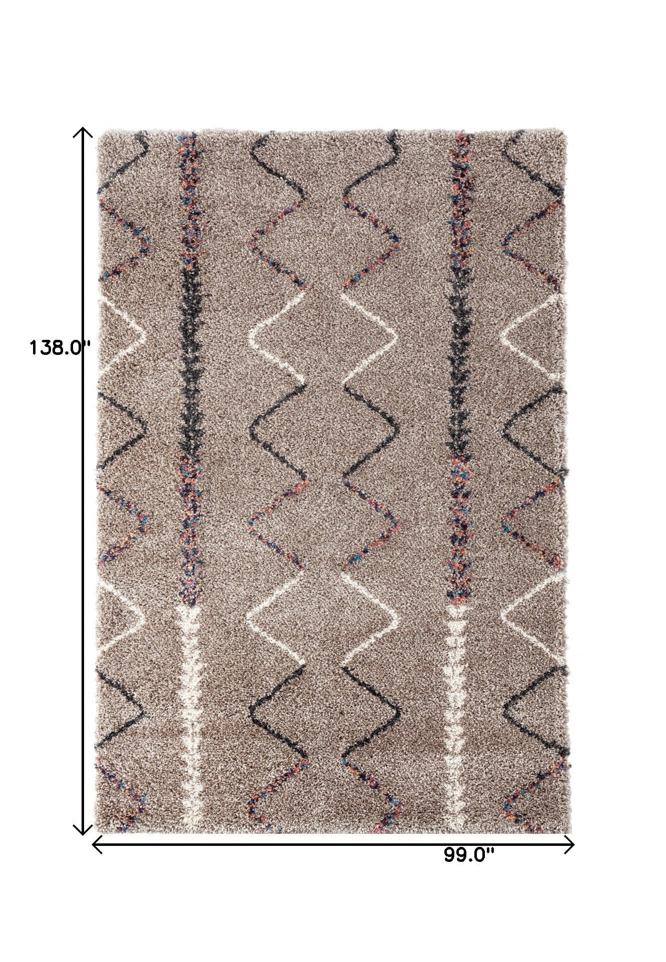 8' x 12' Beige and Brown Moroccan Geo Stain Resistant Area Rug