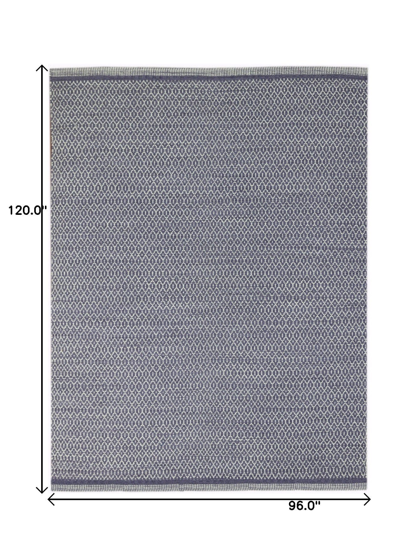 8' X 10' Blue And White Wool Geometric Flatweave Area Rug