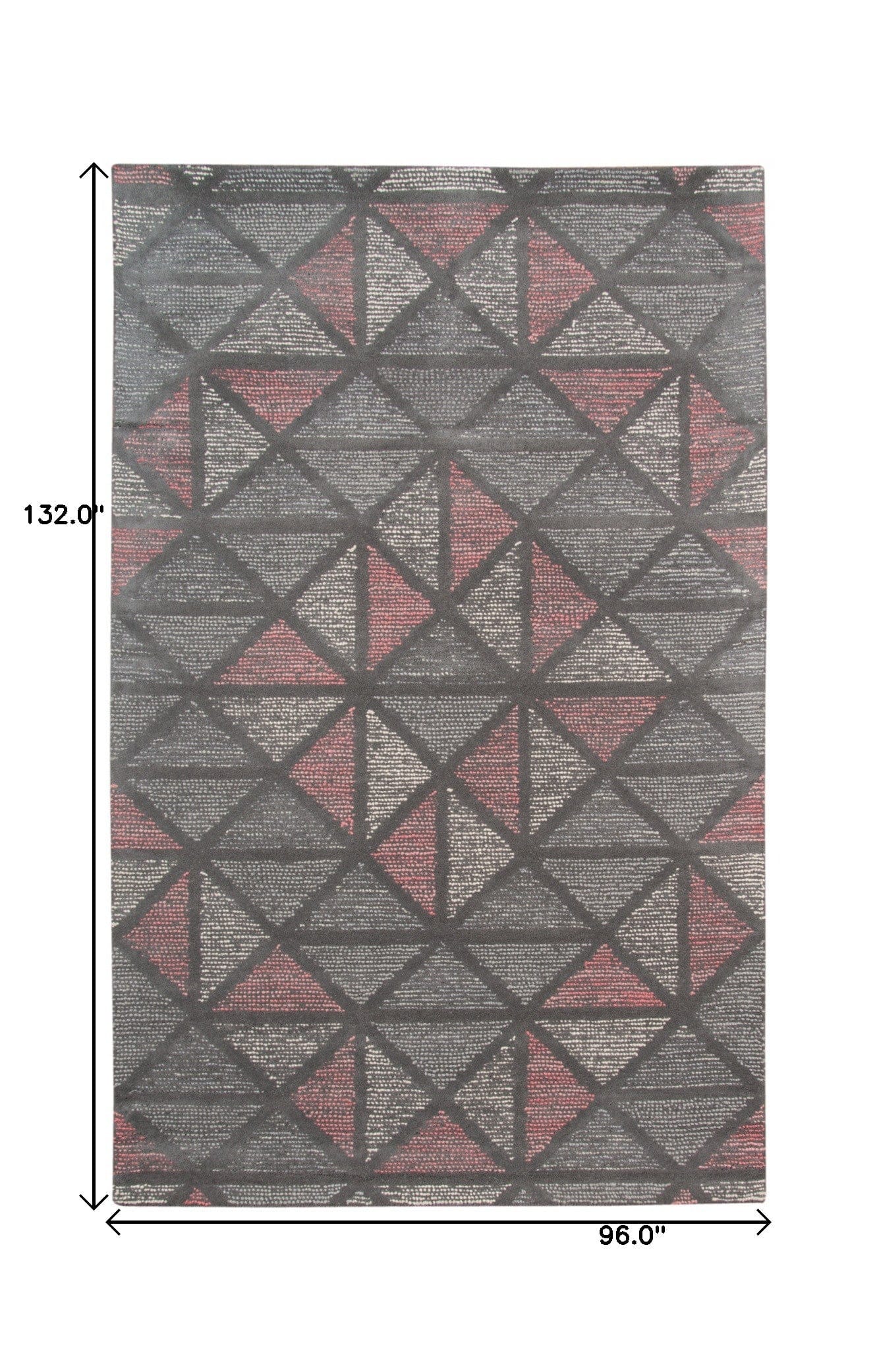 8' X 11' Pink And Gray New Zealand Lambs Wool Geometric Tufted Area Rug