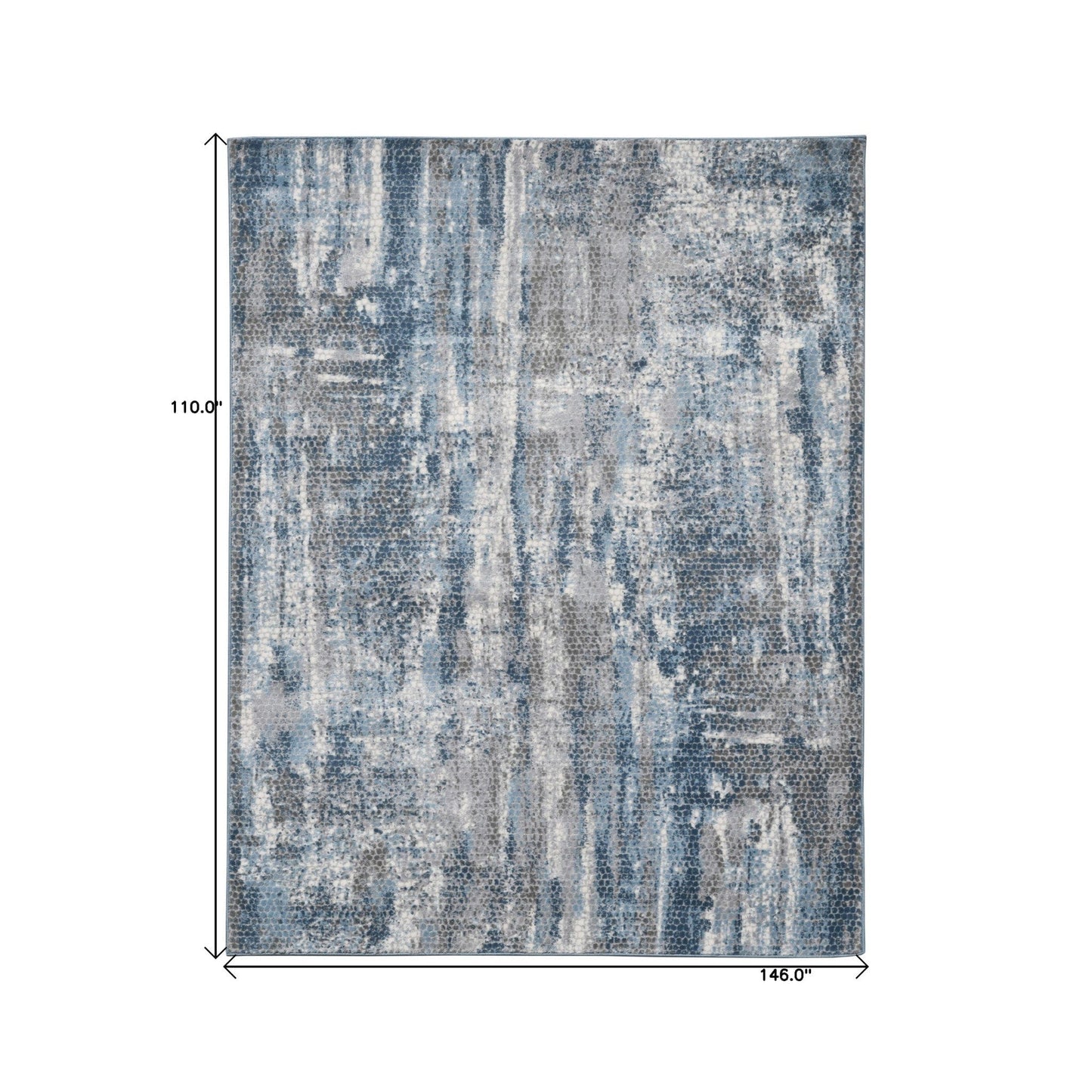 9' X 12' Blue Ivory And Gray Abstract Area Rug