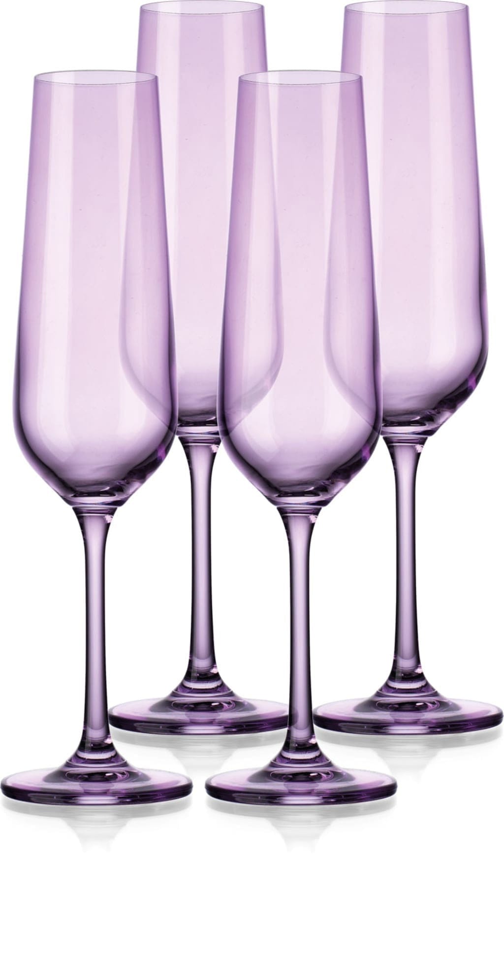 Set of Four Translucent Purple Champagne Flutes