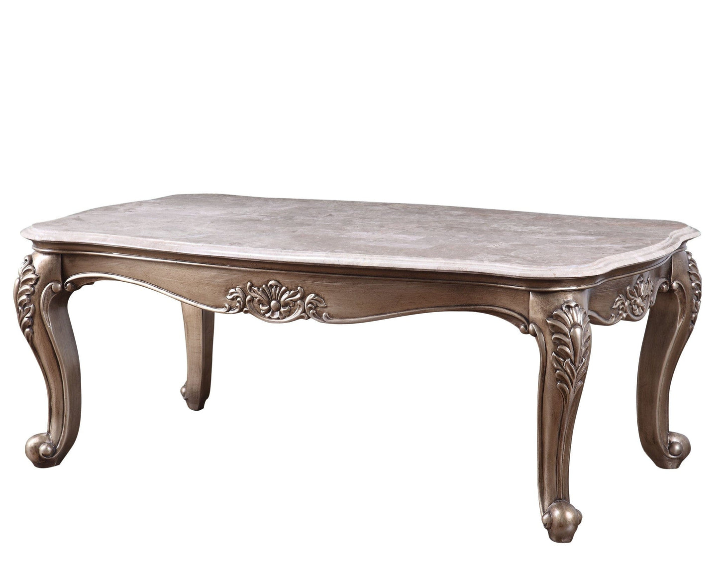 52" Brown and Champagne Marble Faux Marble Rectangular Coffee Table