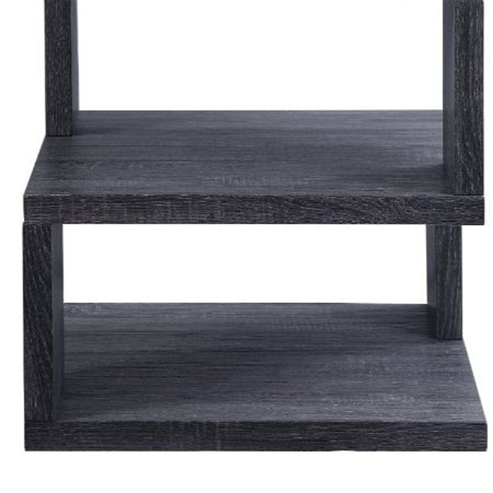 24" Gray And White High Gloss Square End Table With Two Shelves