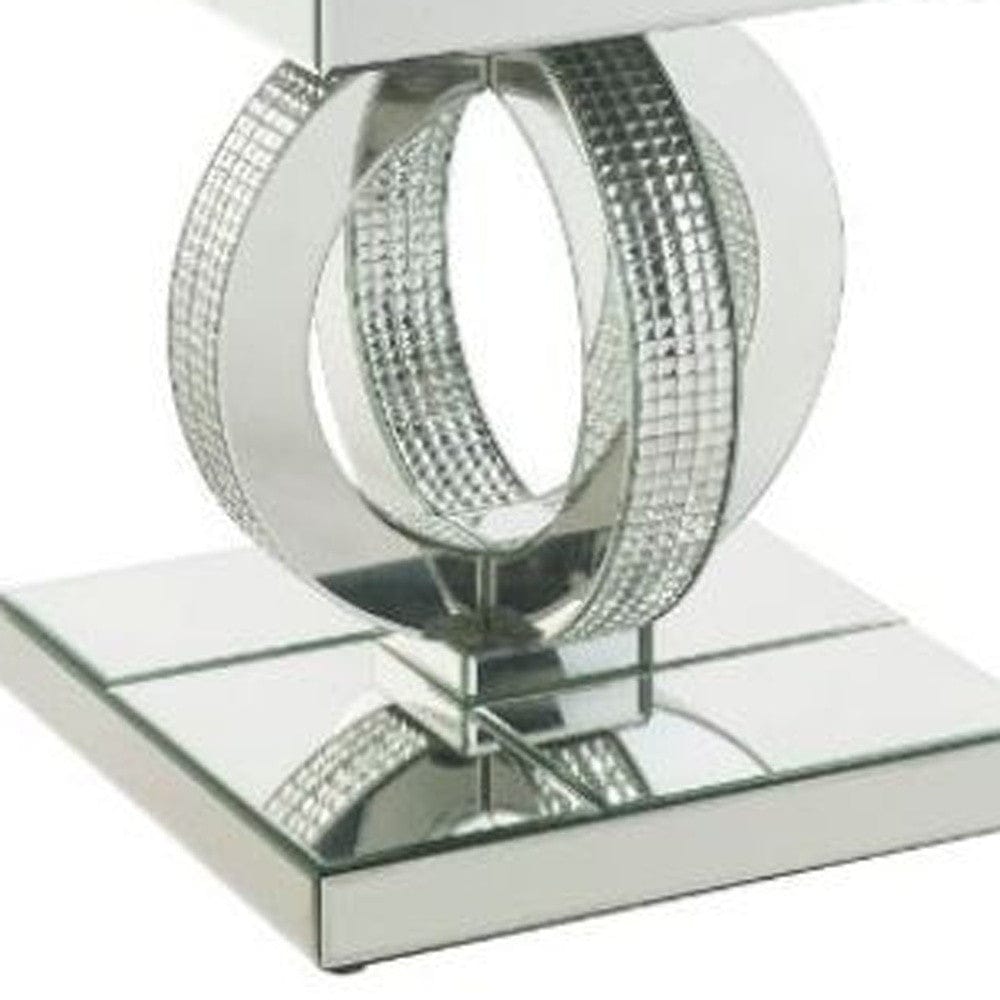 20" Silver Glass Square Mirrored End Table