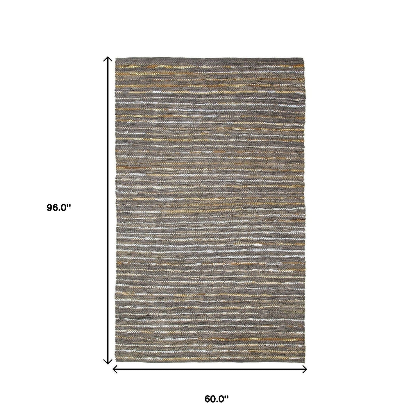 5' X 8' Fossil Striped Handmade Leather Area Rug
