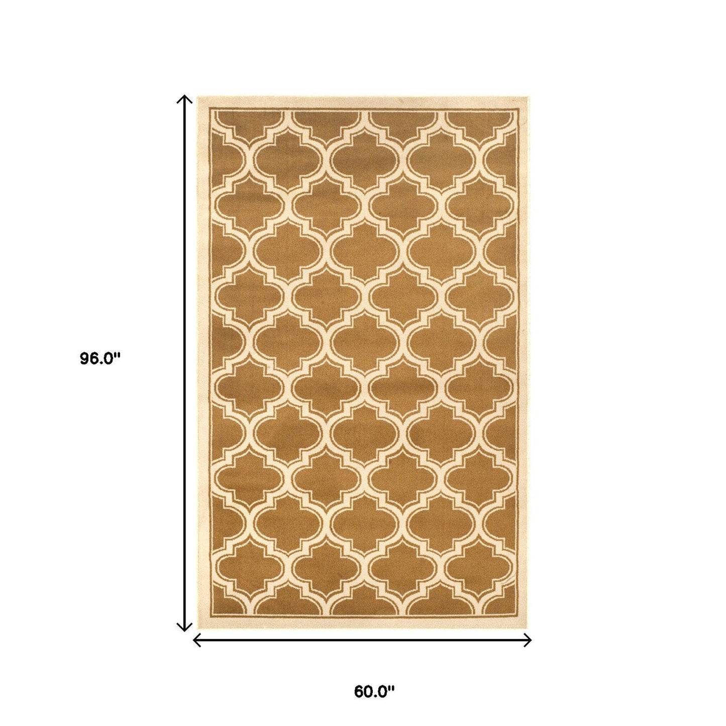 5' X 8' Apricot And Cream Geometric Stain Resistant Area Rug