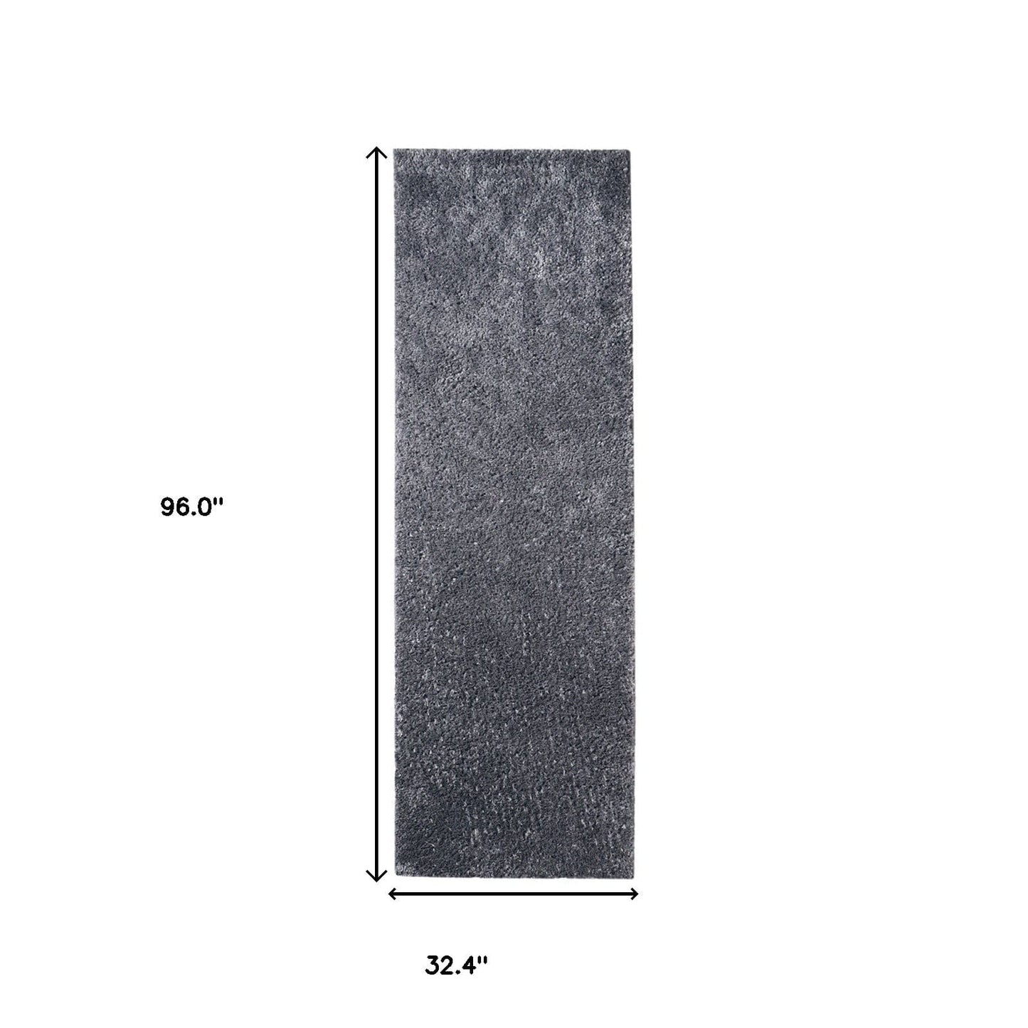 8' Grey Shag Stain Resistant Runner Rug