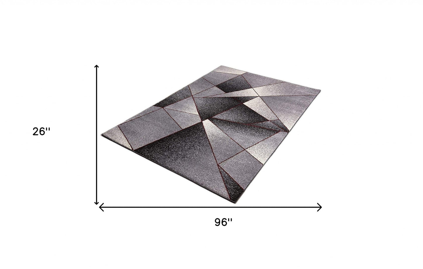 2' X 8' Grey Blue Geometric Power Loom Stain Resistant Area Rug