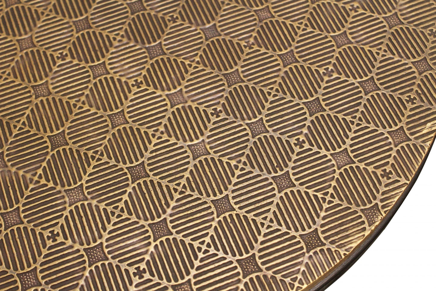 Set Of Three 19" Black And Brass Round Nested Tables