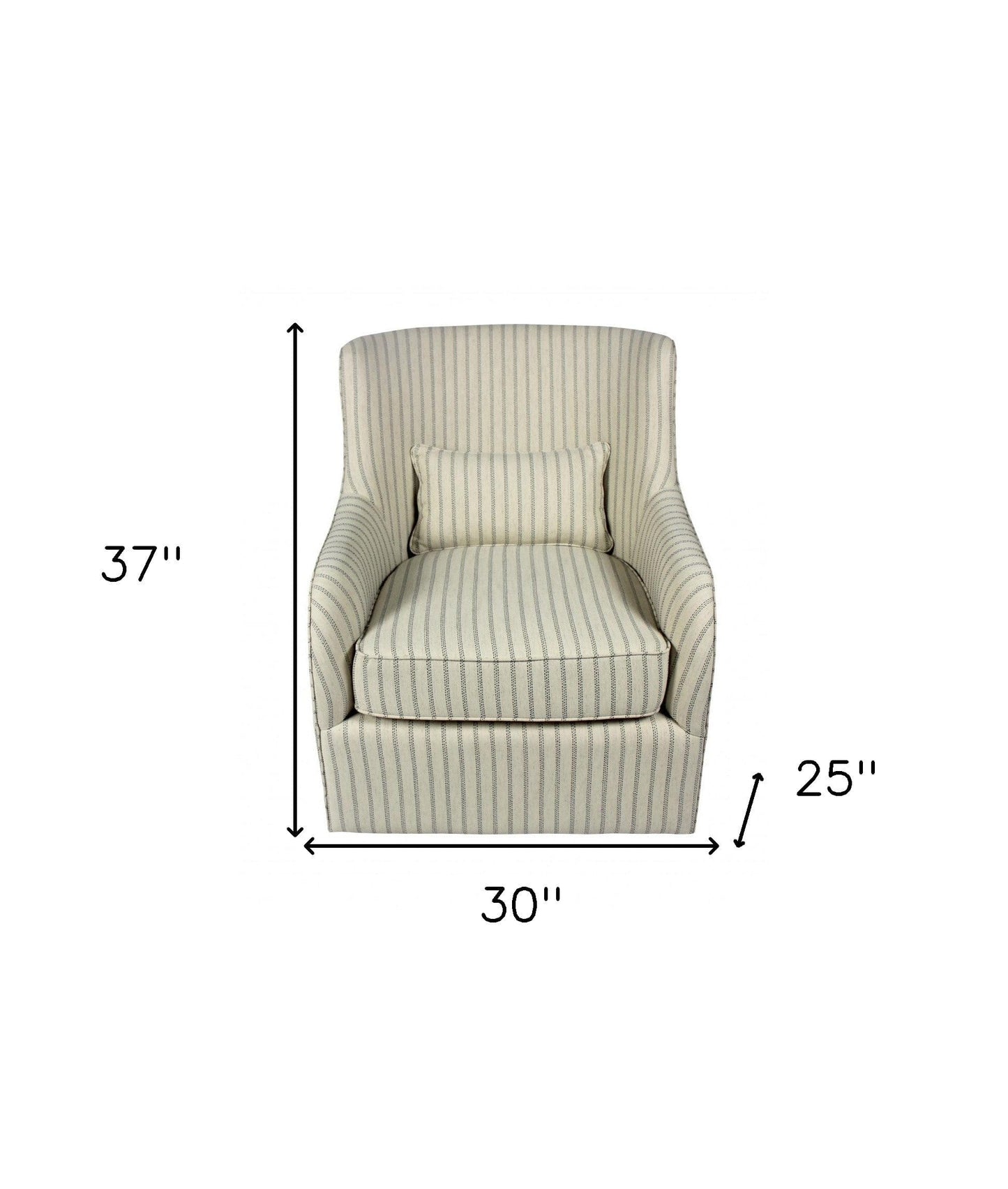 30" Natural Polyester Blend Striped Swivel Lounge Chair