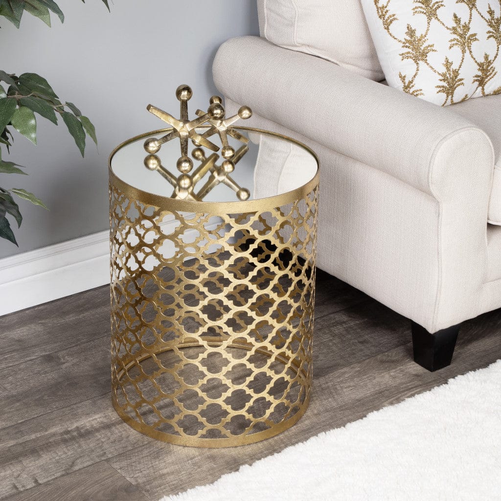 21" Gold Mirrored Round End Table