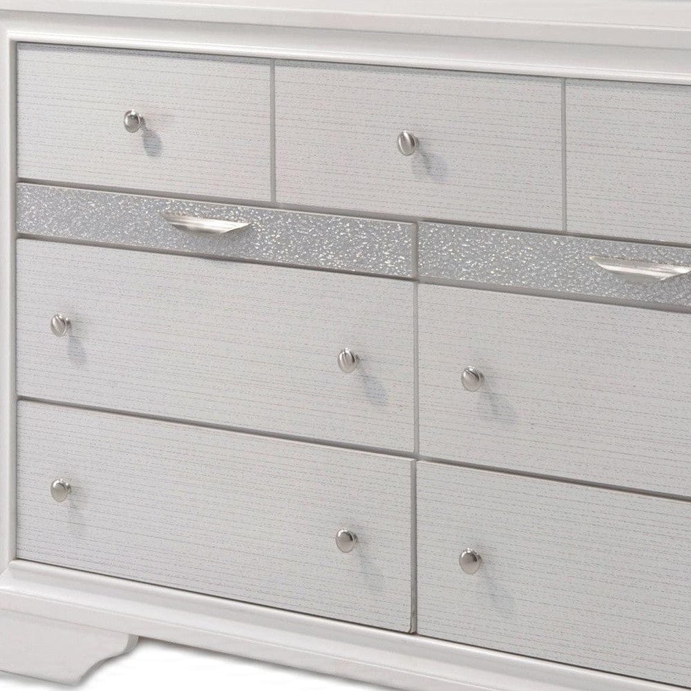 63" White Manufactured Wood Nine Drawer Standard Dresser