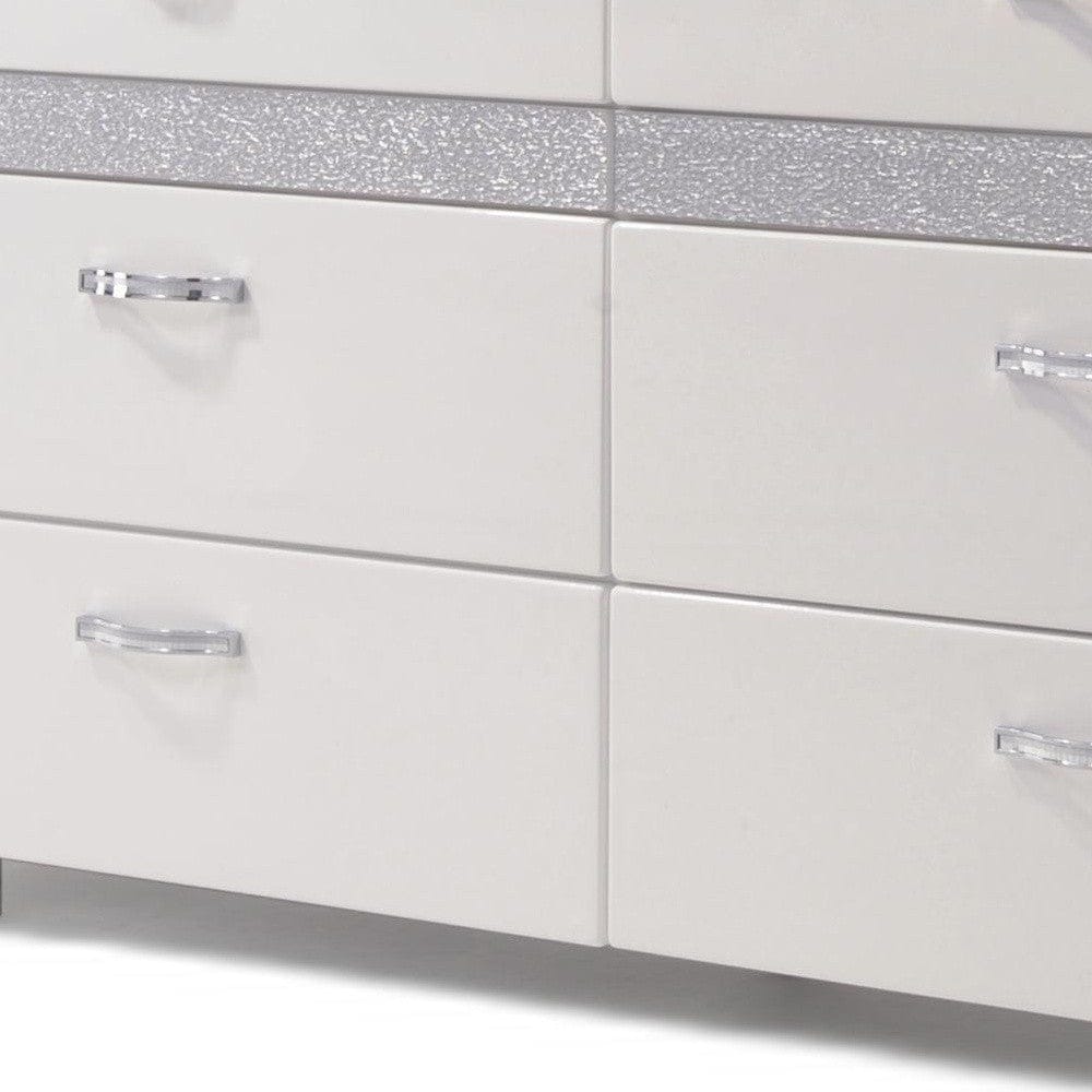 63" White High Gloss Manufactured Wood Eight Drawer Standard Dresser