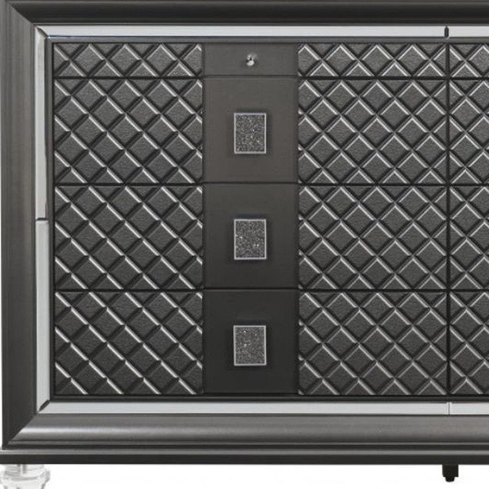 65" Metallic Gray Solid And Manufactured Wood Eight Drawer Standard Dresser