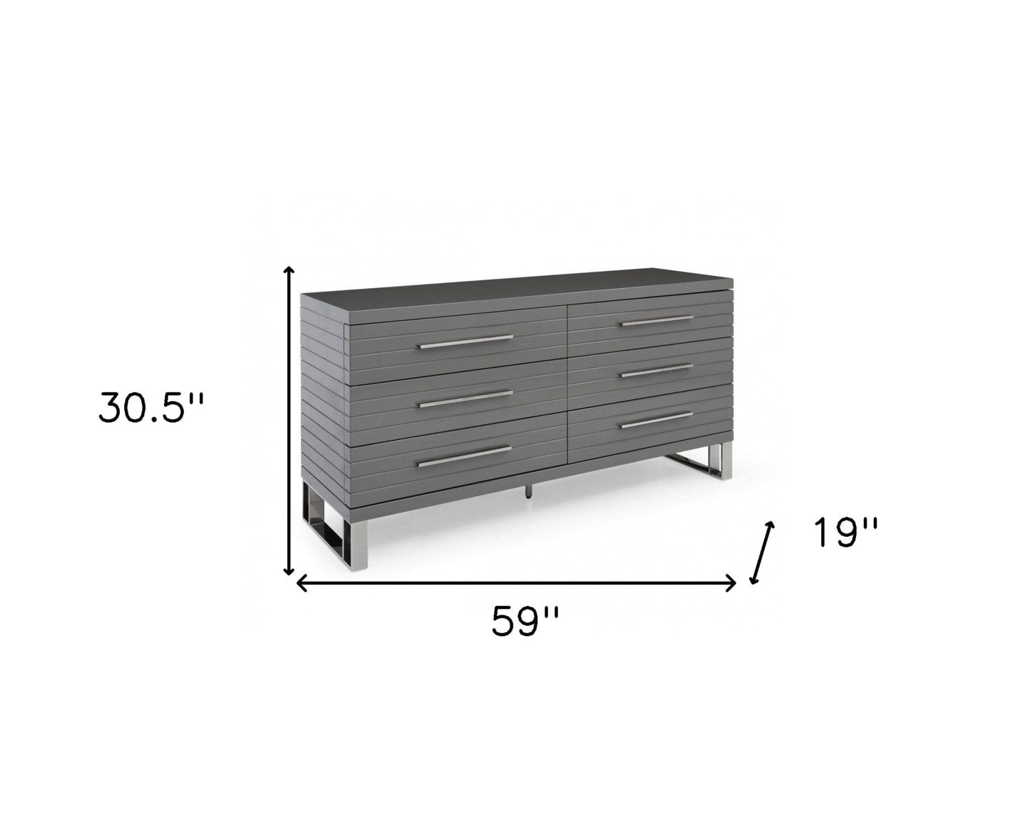 59" Grey Solid And Manufactured Wood Six Drawer Standard Dresser
