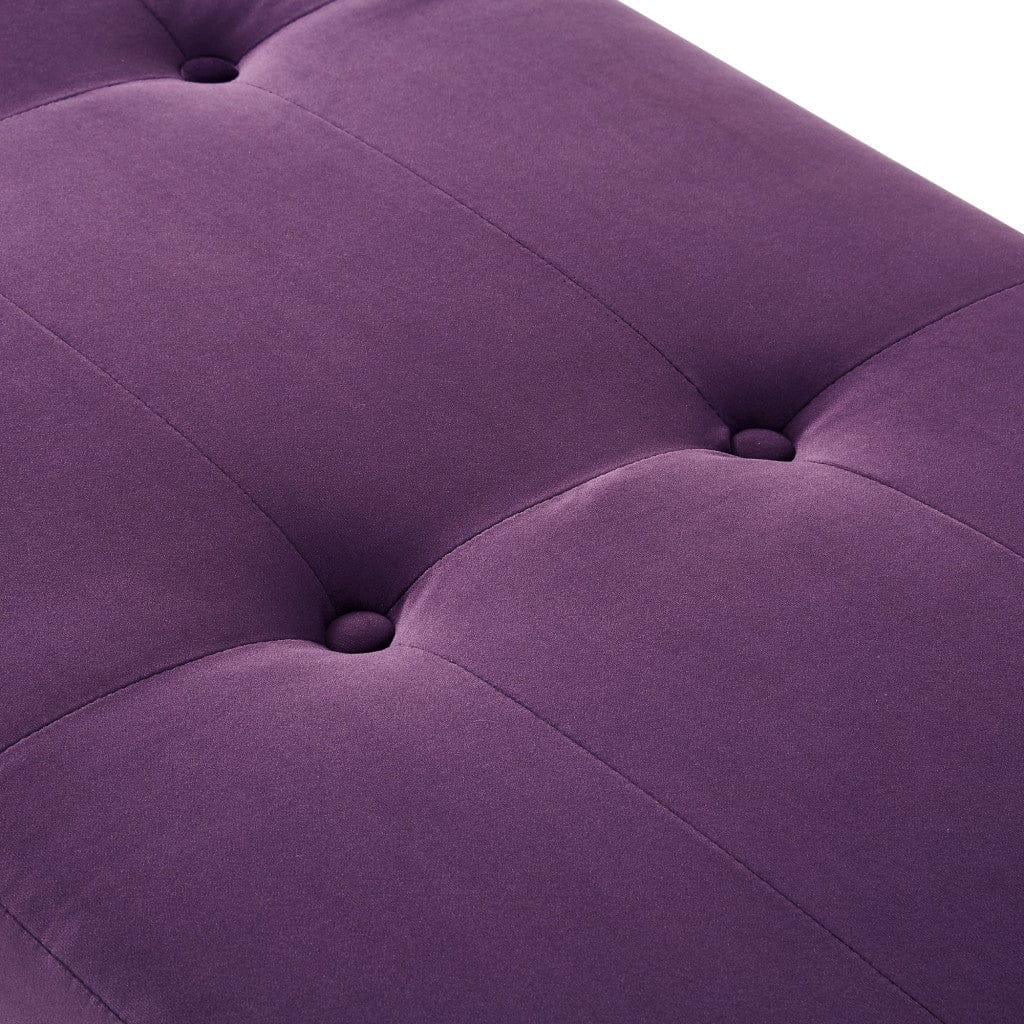 19" Purple Tufted Velvet and Chrome Upholstered Bench