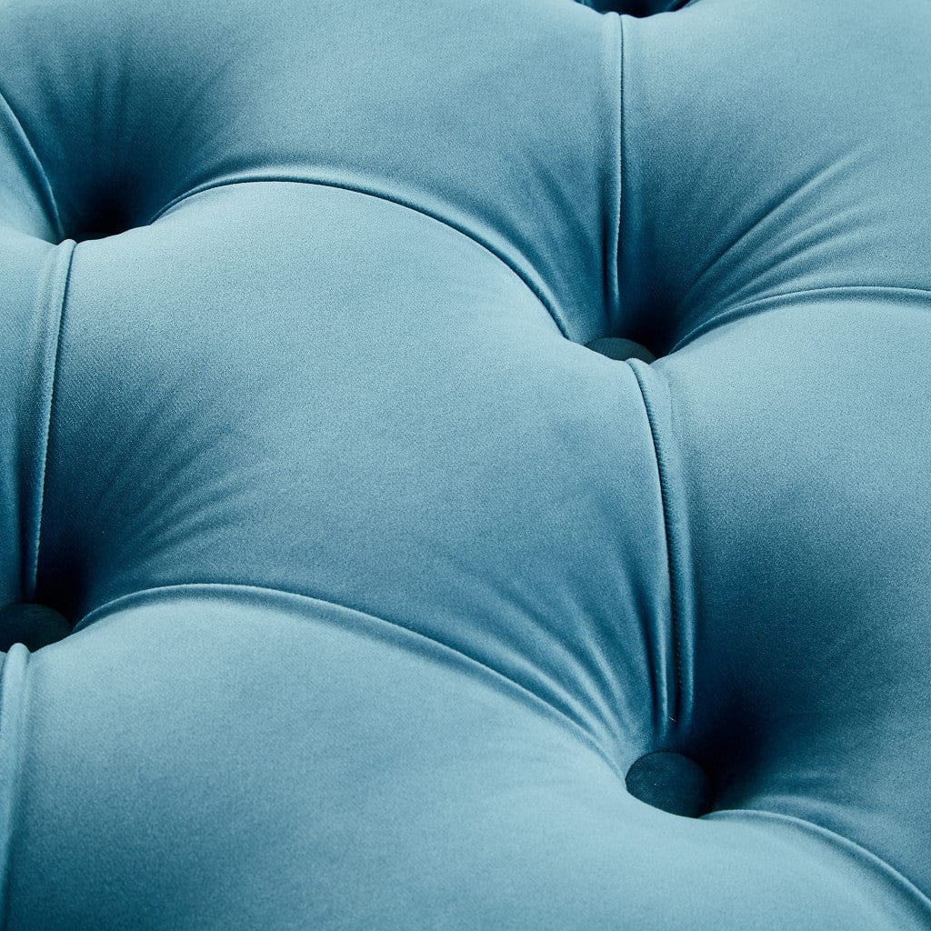 19" Light Blue Tufted Velvet and Acrylic Upholstered Bench