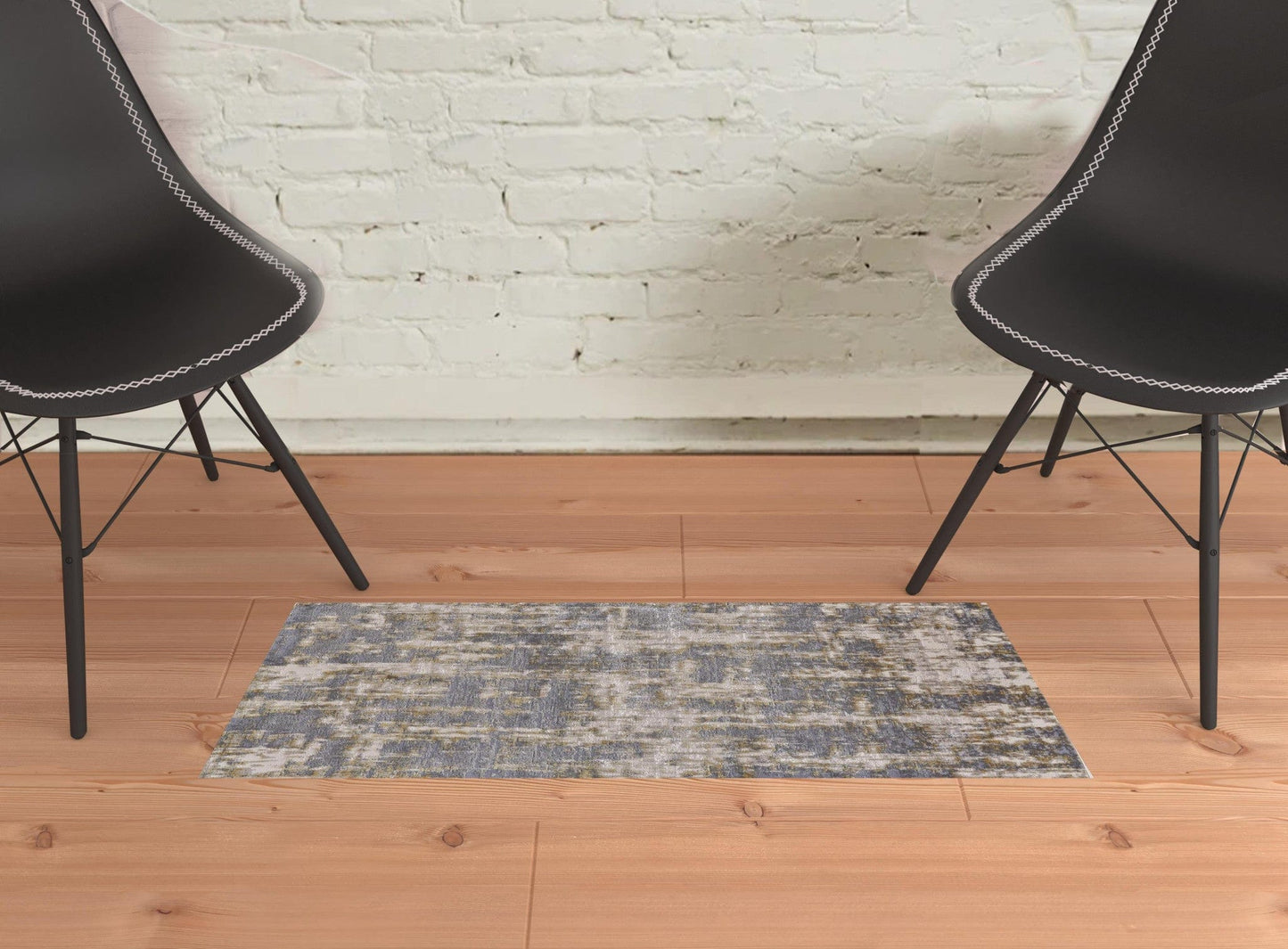 5' X 8' Gray And Gold Abstract Stain Resistant Area Rug