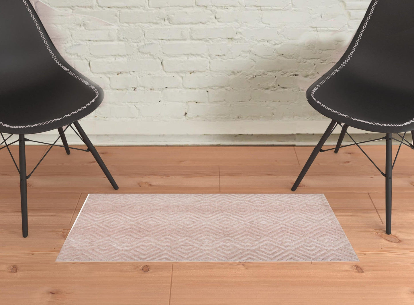 4' X 6' Pink And Ivory Geometric Stain Resistant Area Rug