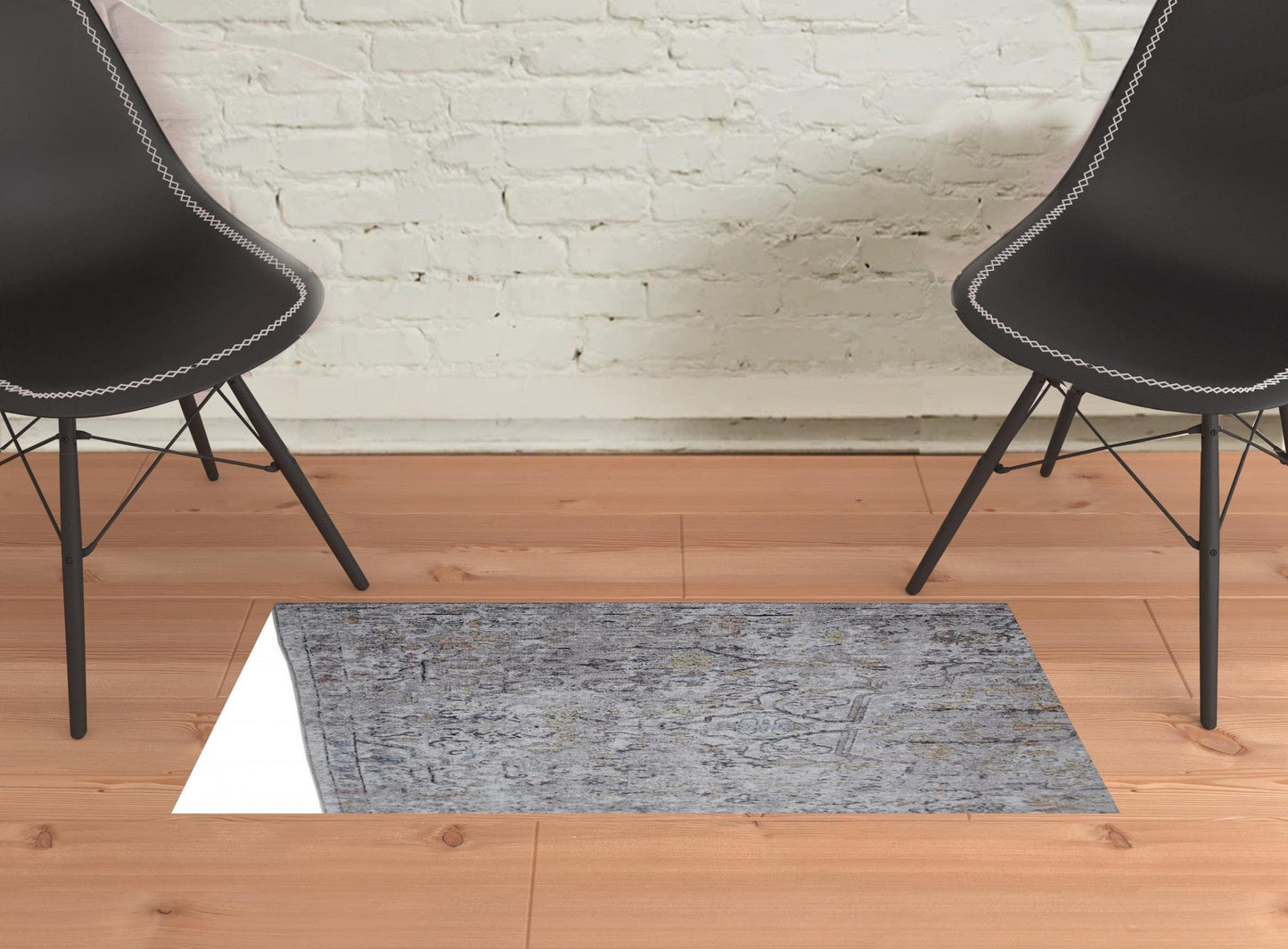 4' X 6' Gray Taupe And Yellow Abstract Stain Resistant Area Rug