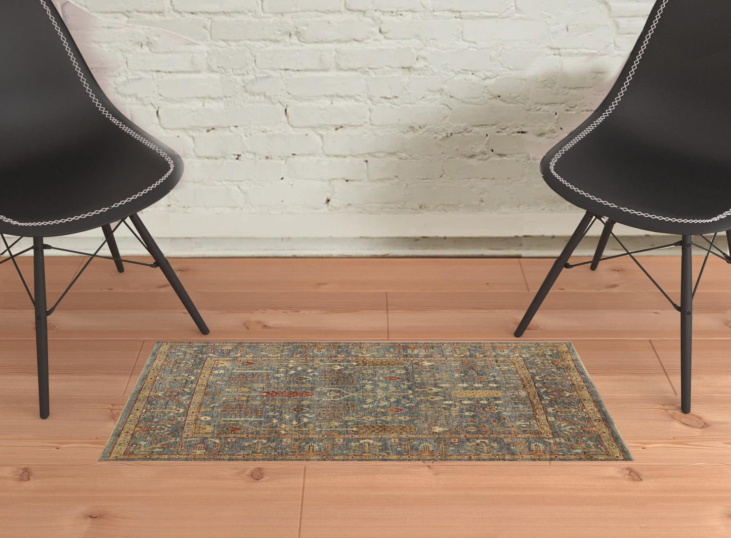 4' X 6' Gray Gold And Red Wool Floral Hand Knotted Stain Resistant Area Rug With Fringe