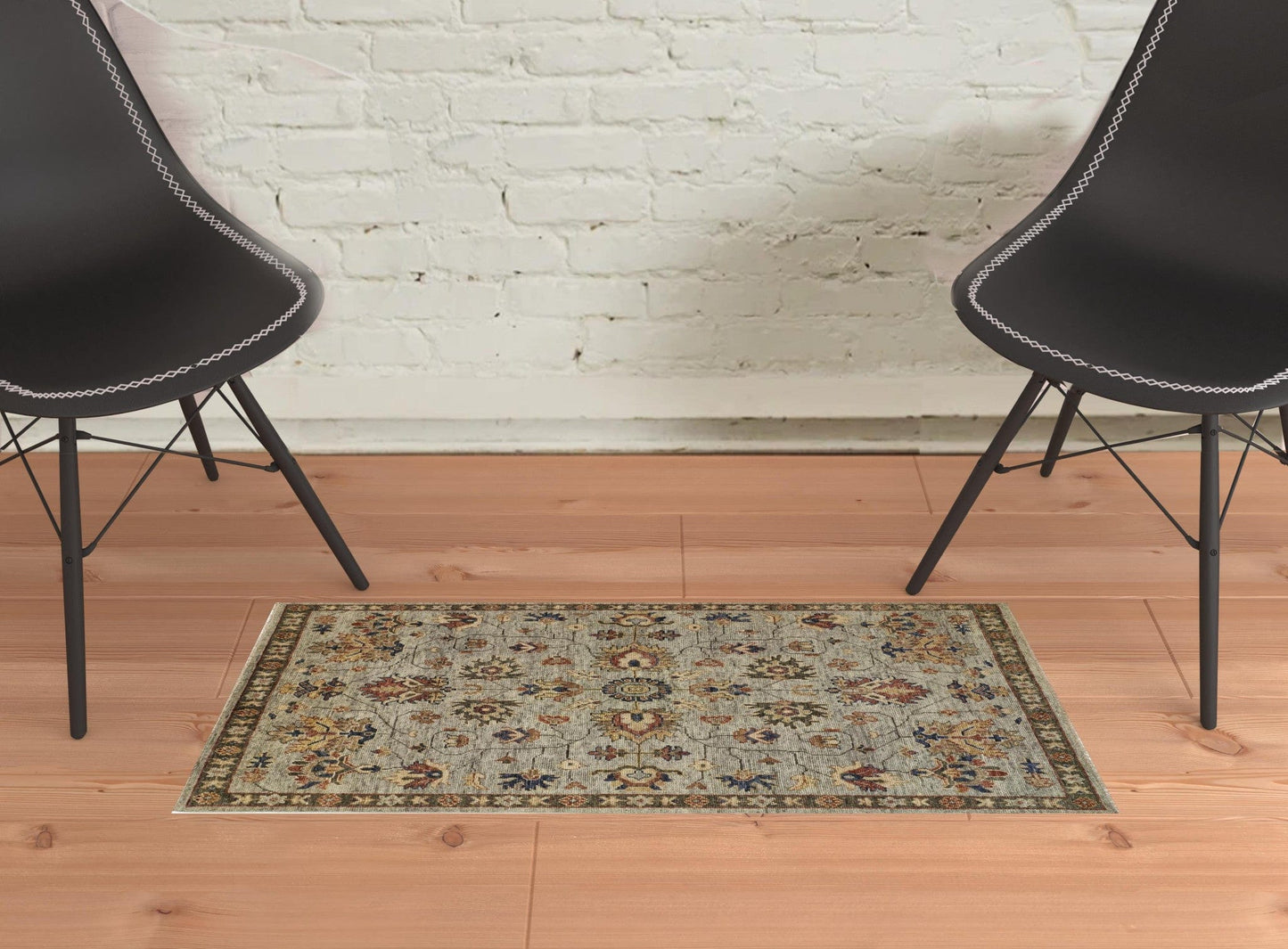 12' X 15' Gray Gold And Red Wool Floral Hand Knotted Stain Resistant Area Rug With Fringe