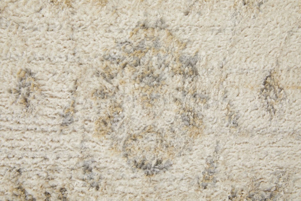 4' X 6' Ivory And Blue Abstract Power Loom Distressed Area Rug