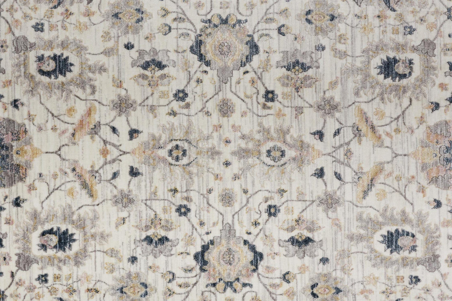 4' X 6' Tan Ivory And Blue Floral Stain Resistant Area Rug