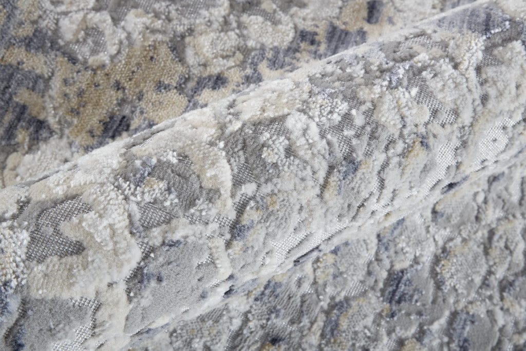 4' X 6' Silver Gray And Blue Animal Print Power Loom Distressed Area Rug